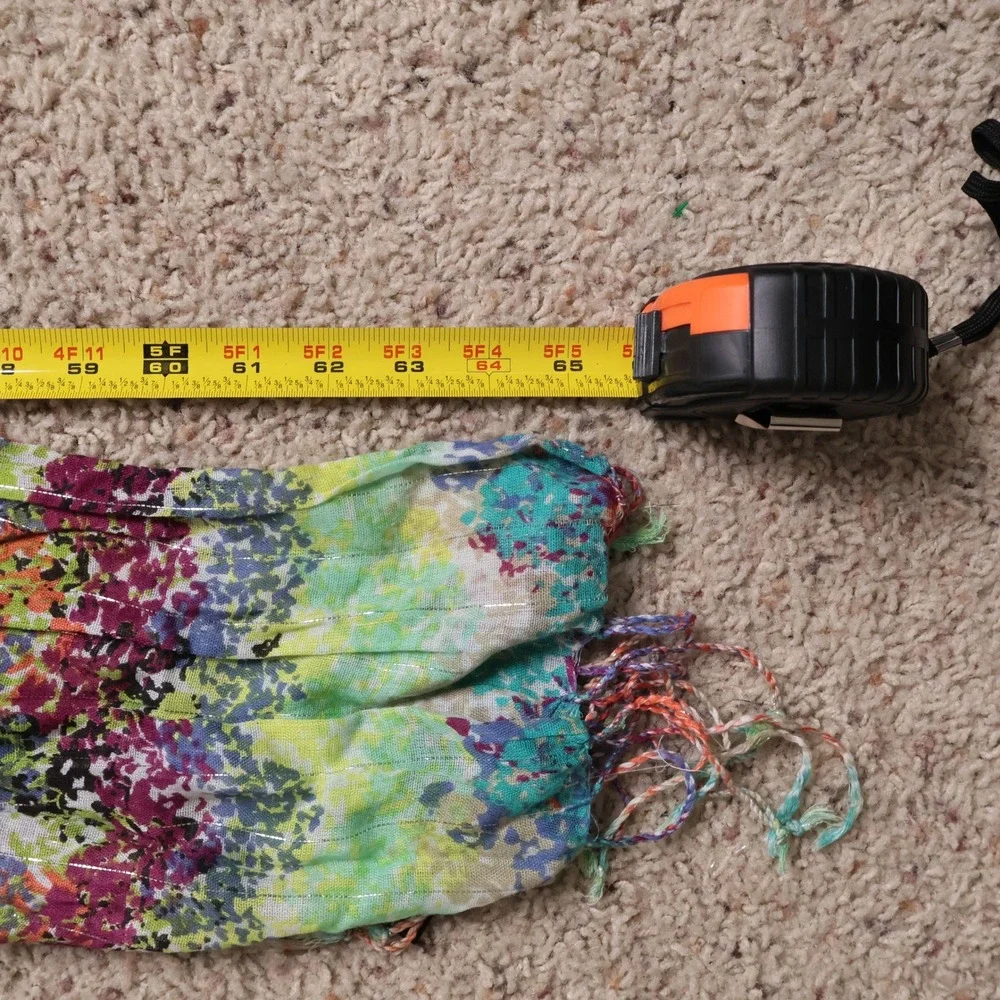 Multicolor Abstract Print Viscose Metallic‎ Scarf Tassels Indie Sleeze Boho Y2K